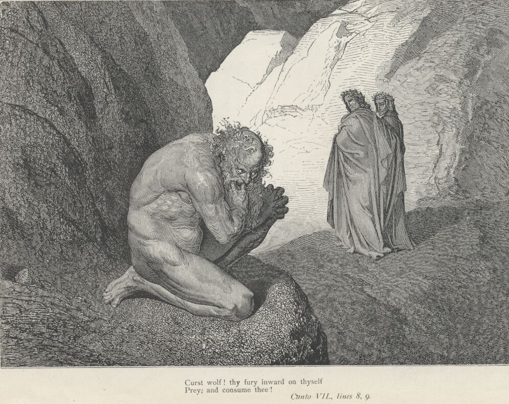 Dante and Virgil meet Pluto on the Chant VII of the Divine Comedy